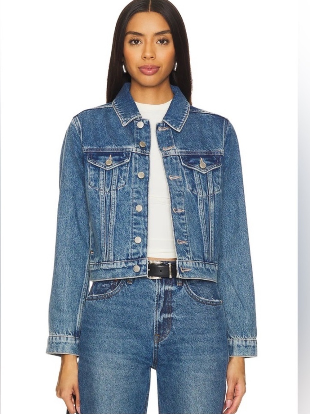 REVOLVE x Good American Denim long sleeve trucker jacket